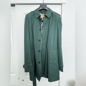 Burberry Brit Mens Trench Coat Green Cotton Belted Jacket Medium